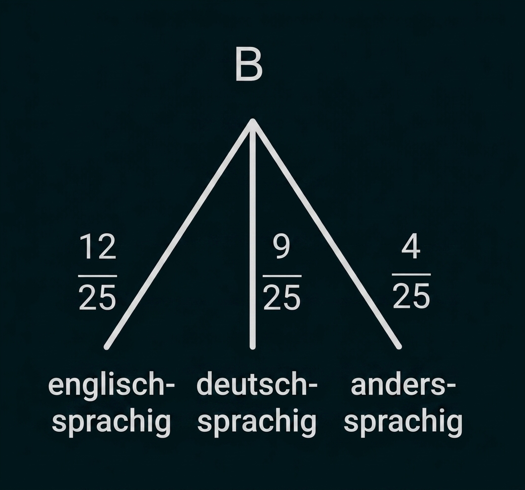 Diagramm mit den Kategorien englischsprachig, deutschsprachig und anderssprachig unter dem Buchstaben B.